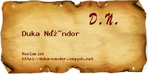 Duka Nándor névjegykártya