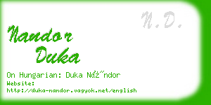 nandor duka business card